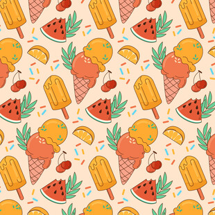 夏日水果冰淇淋图案背景
