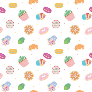 多彩甜点水果无缝图案