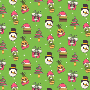 圣诞卡通图案绿色背景图