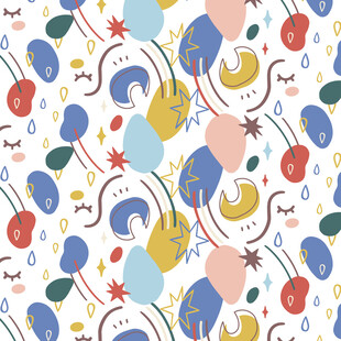 多彩卡通图案无缝背景