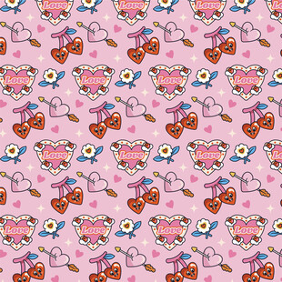 粉色卡通图案无缝背景