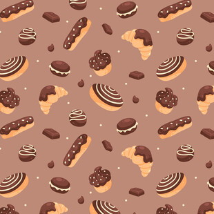 巧克力甜点无缝图案背景