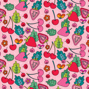 缤纷水果爱心图案背景