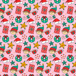 圣诞小精灵糖果星星图案