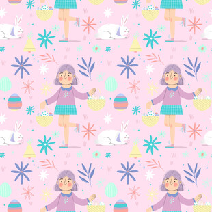 卡通女孩图案无缝背景