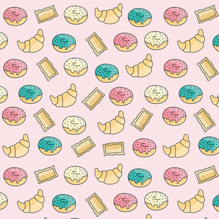 可爱甜点无缝图案背景
