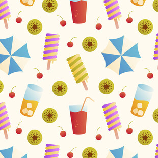 夏日缤纷冷饮甜点图案