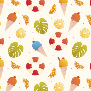 夏日冰淇淋水果图案背景