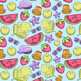 水果主题卡通图案背景