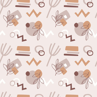 几何动植物图案无缝背景