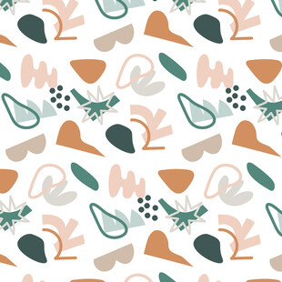 几何植物图案无缝背景图