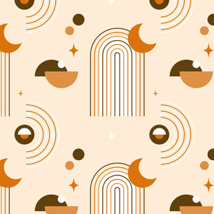 几何风格月亮星星图案背景