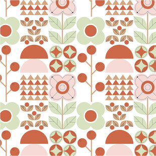 复古花卉几何图案背景