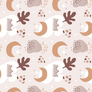 可爱动物月亮图案背景