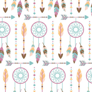 波西米亚风捕梦网图案设计
