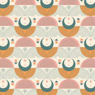 几何圆形图案无缝背景图