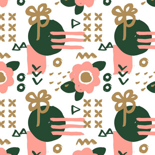 节日礼物花卉几何图案背景