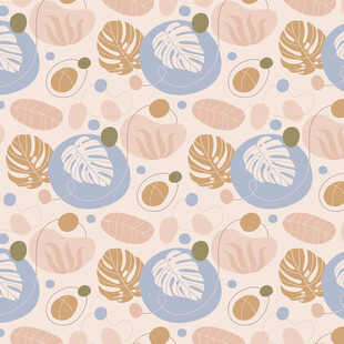 热带植物风几何图案背景