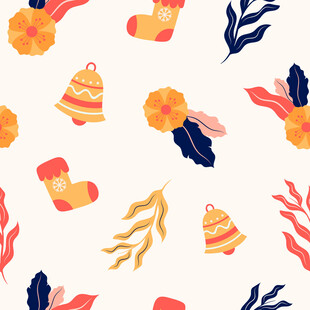 圣诞元素无缝图案设计