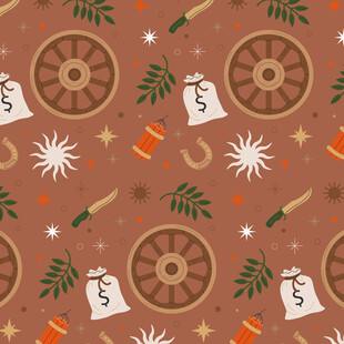 复古风圣诞元素图案设计