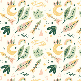 卡通风格动植物图案背景