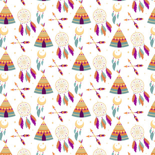 波西米亚风动物帐篷图案