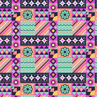 多彩几何民族风图案设计