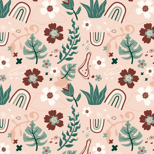 花卉植物无缝图案背景