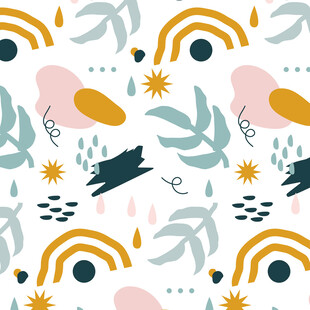 多彩几何植物动物图案