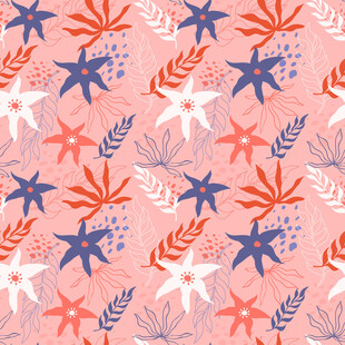 粉色底花卉植物图案设计