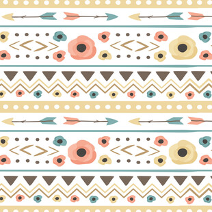 波西米亚风几何花卉图案