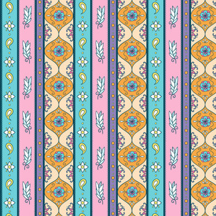 多彩条纹花卉图案背景