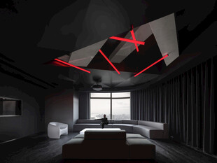 现代暗黑风客厅灯光设计