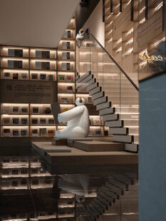 现代风格图书馆内艺术楼梯