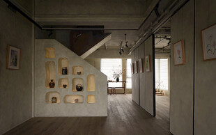 简约风室内走廊与置物墙