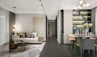 现代简约风客厅餐厅全景