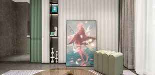 现代客厅中的艺术挂画