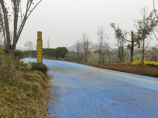 乡村蓝色道路与周边景致