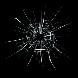 黑色背景上的破碎玻璃效果