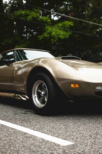 金色经典跑车停于道路