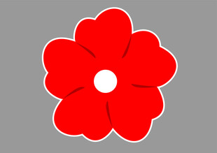 红色五瓣花朵图案