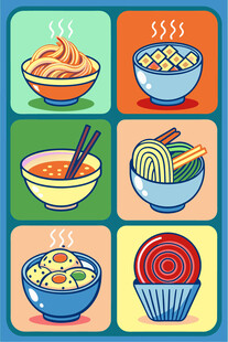 多彩面食与甜点美食集合