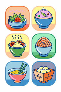 多彩美食图标集合