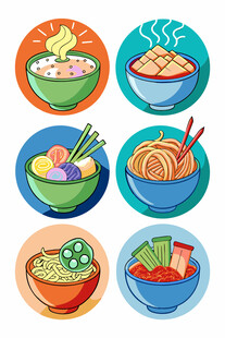 多彩美味面食插画集合