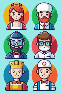 多样职业人物头像集合