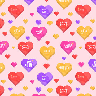 多彩爱心图案背景
