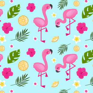 火烈鸟花卉图案背景图