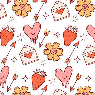 草莓爱心花卉图案背景