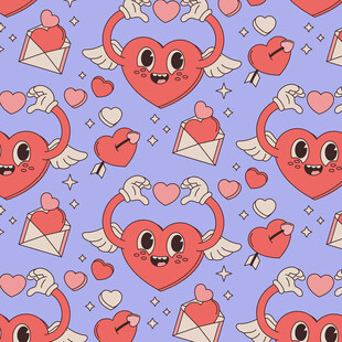 爱心信封图案的浪漫背景