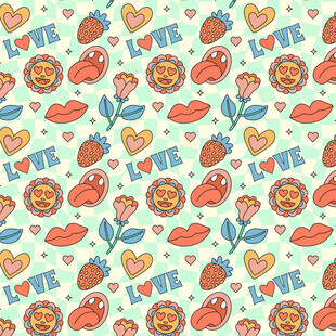 情人节爱心草莓图案背景